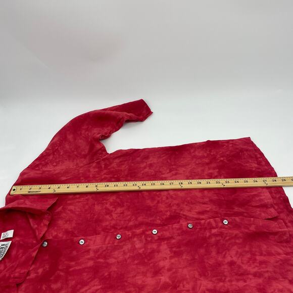 CHICO's Shirt Linen Acid Wash Women Sz 3 US XL Button Front Red 3/4 Sleeve - Picture 5 of 6
